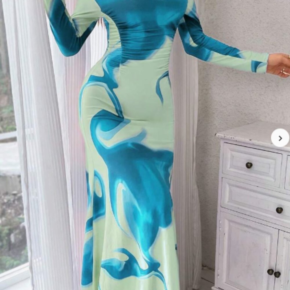 SHEIN Privé Women's Tie-dye Off Shoulder Mermaid Dress